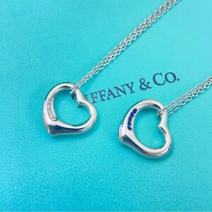 Tiffany & Co. Silver Heart Necklace with Blue Details